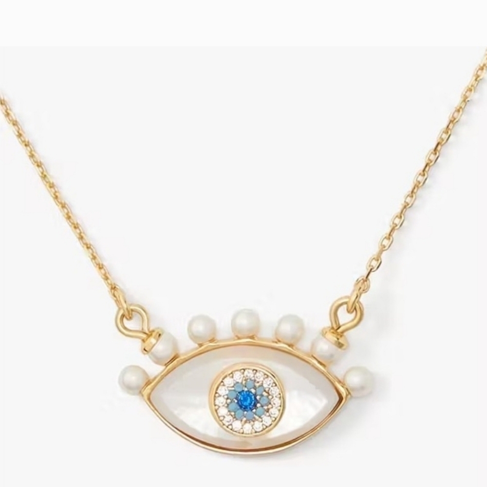 👁▪️ Kate Spade▪️ Gold-Tone Mixed Stone Evil Eye Pendant  16in Necklace ✨️👁